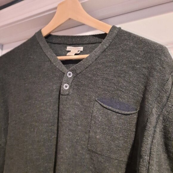 Carbon 2 Cobalt Sweater Mens Size XL Gray Henley Pullover Cotton - Picture 2 of 9